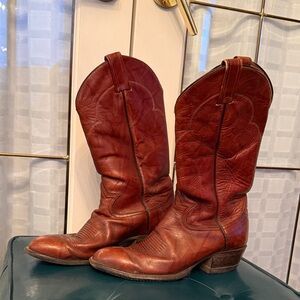 Vintage Brown Leather Cowboy Boots